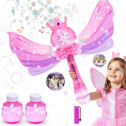 EagleStone Princess Bubble Wands for Kids, Bubble Machine for Toddlers, LED Light & Music Bubble Toys with 1 Li-ion Battery, Outdoor Easter Birthday Toys for Toddlers, 3 4 5 6 7 8 Year Old Girl Gifts