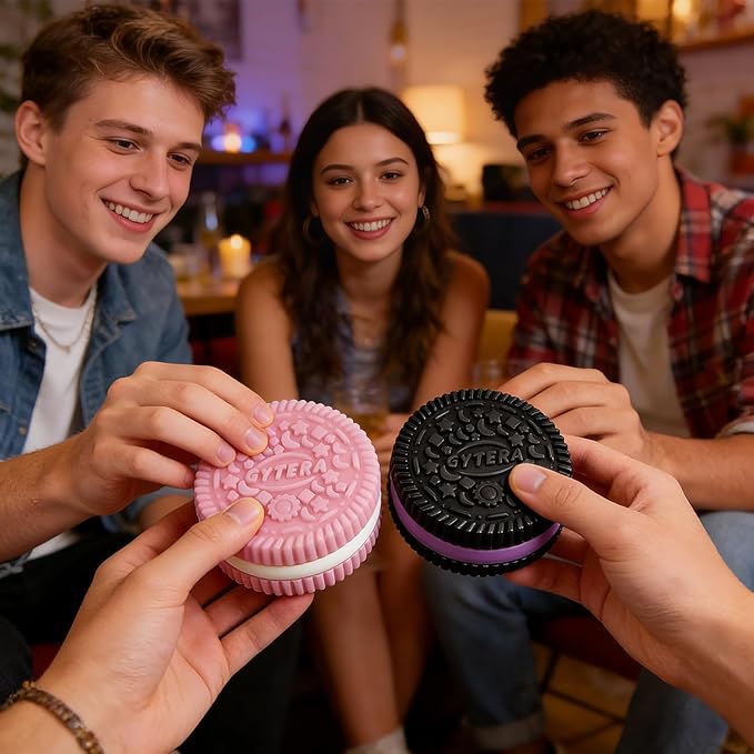 Gytera Sticky Cookie Squishies Fidget Toys Adults, Squeeze Toys Fidget Toys for Autism, Stress Balls for Adults Fidgets Birthday Easter Basket Stuffers(2 Pack Pink Black)