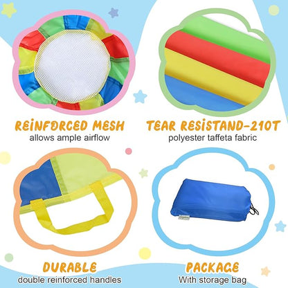 Sonyabecca Parachute, Play Parachute 10ft 12ft 16ft with 12 Handles 20ft 24ft with 16 Handles for Kids Cooperation Group Play