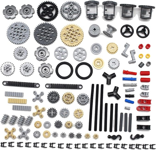116PCS Gear and Axle Set for Technic Parts Compatible with with Major Brand Technic Parts, DIY Gears Assortment Pack(Gears Pins Axles Differential New) for Technic Building Blocks Set