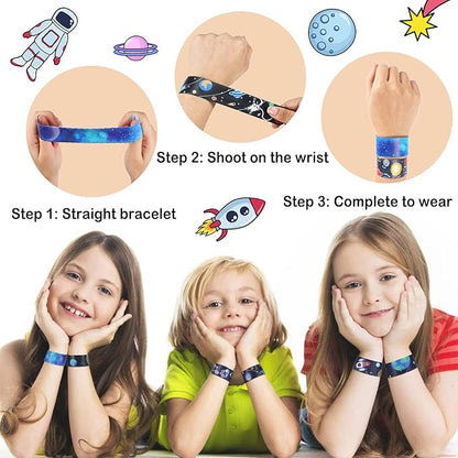 Viicoor 30PCS Space Slap Bracelets Snap Bracelet Wrisrtband for Party Favors Basket Bag Filler School Prizes Gifts Party Favors Bulk