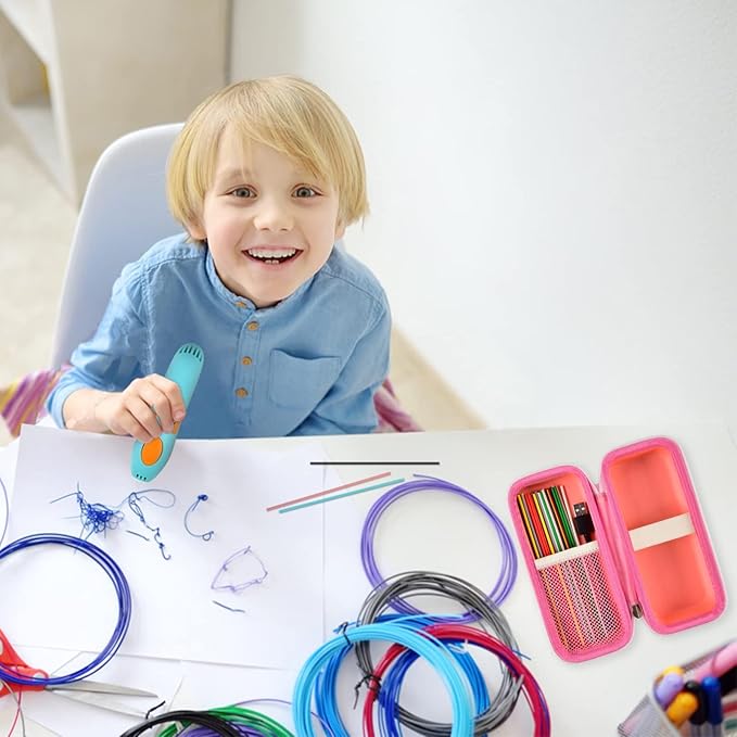 GWCASE Case Compatible with 3Doodler Start+ Essentials for 3D Pen Set for Kids, Storage Organizer Carrying Holder Fit for Printing Pens, Plastic Refill Blister, Micro-USB Charger (Box Only)-Pink