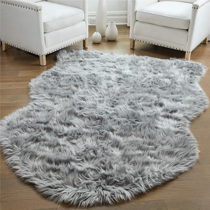 Gorilla Grip Fluffy Faux Fur Sheep Rug, Machine Washable Soft Furry Area Rugs, Rubber Backing, Plush Floor Carpets for Baby Nursery, Bedroom, Living Room Shag Carpet, Luxury Home Decor, 3x5, Gray