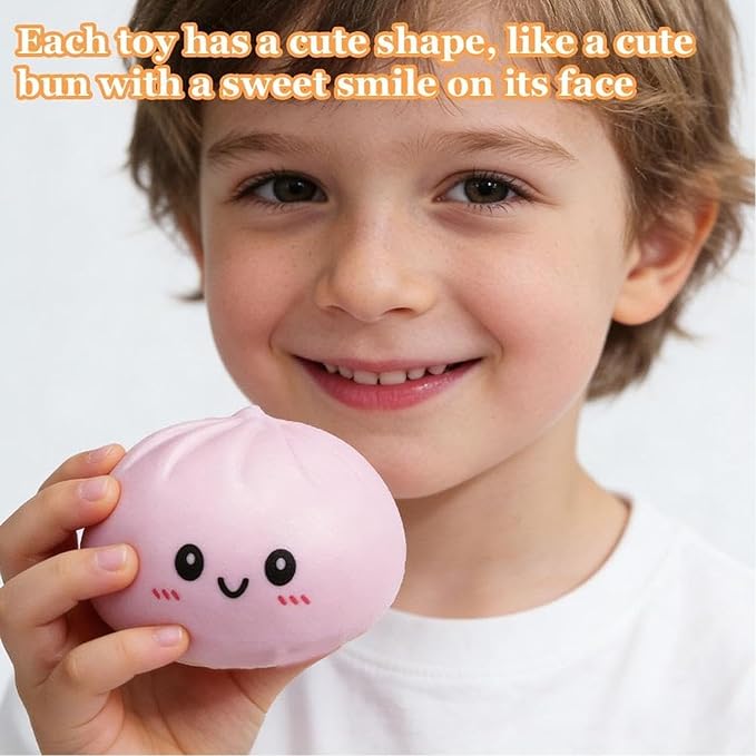 Dumpling Squishies Toy, Giant Glitter Dumpling, Colorful Dumplings Stress Balls Fidget Sensory Toy,Soft Squeeze Decompression Dough with Food Steamer, Stretchy Desk Toys (Pink)