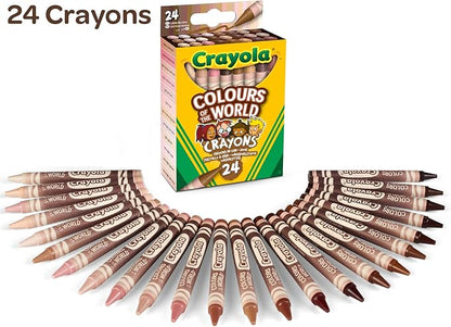 CRAYOLA Colours of The World - Set of 24 Wax Pencils, 24 Felt-Tip Pens, 24 Multicultural Pencils and 1 Album