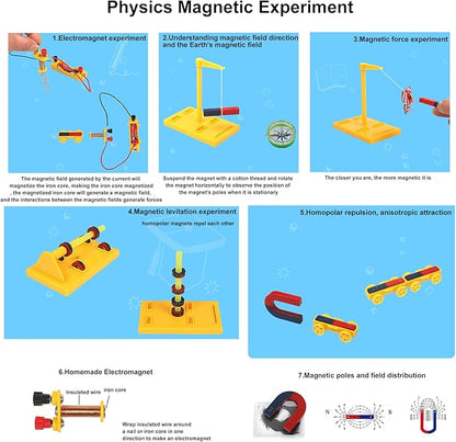 Kids Magnet Kit Physics Science Electromagnet Experiment Set Educational and Birthday Gift for School Students