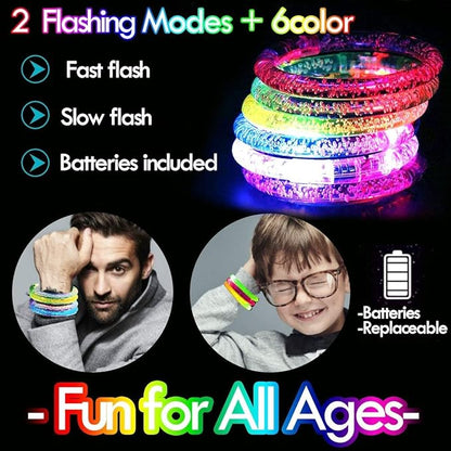 36 Pack Glow In The Dark LED Bracelets Party Favors for Kids Party Supplies Flashing Light Up Bracelet Glow Sticks Party Toys Neon Party Accessory Concert Birthday Party Games Valentines Day Gifts