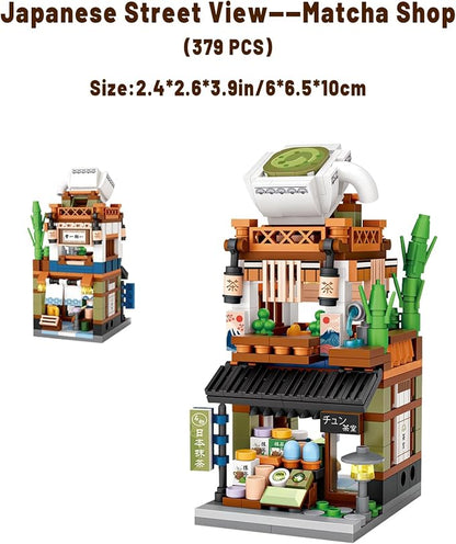 Japanese Street View Shop Bricks, Mini DIY Building Blocks Model MOC Construction Toy (Matcha Shop)