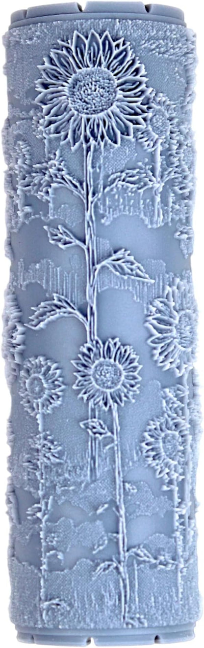 Sunflower Fields Clay Texture Roller (4") - Seamless Meadow Set #01 - Embossing Pattern Roller for Polymer & Ceramic Clay, Pottery & Crafts