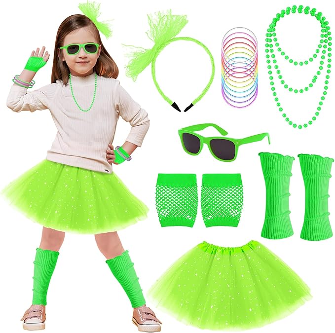 80s Outfit for Kids, 80s Costumes Accessories for Kids, 80s Outfits for Girls Cosplay 1980s Theme Retro Party