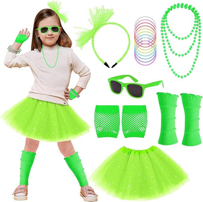 80s Outfit for Kids, 80s Costumes Accessories for Kids, 80s Outfits for Girls Cosplay 1980s Theme Retro Party