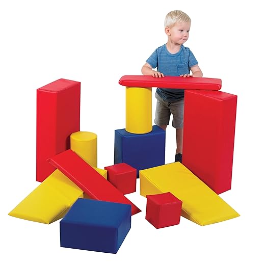 Children's Factory Big Builder Blocks, Large Soft Foam Building & Learning Toys for Toddlers, Classroom/Homeschool Indoor Play Equipment, Set of 12