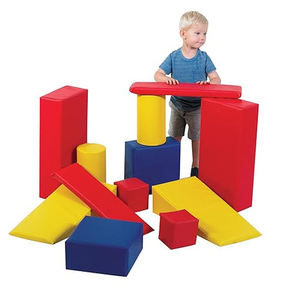 Children's Factory Big Builder Blocks, Large Soft Foam Building & Learning Toys for Toddlers, Classroom/Homeschool Indoor Play Equipment, Set of 12