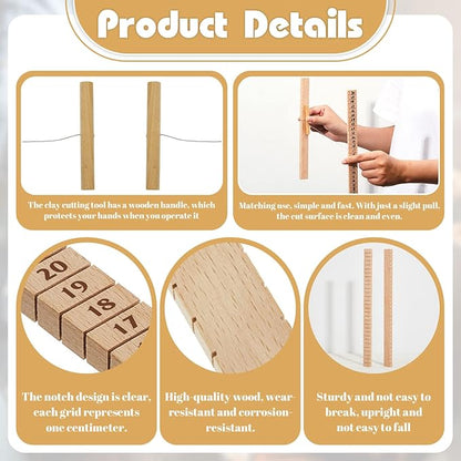 2 Pcs Clay Slab Slicer with Clay Wire Cutter, Wooden Clay Slabs Handle Pottery Wire Tool Ceramic Clay Tools Wire Soap Cutter for Pottery Wheel Clay Artists Pottery Clay DIY Craft Sculpting Supplies