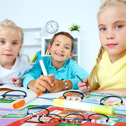 Erweicet Valentines Sports Party Favor 30 PCS Sports Charm Bracelets Adjustable Baseball Soccer Bead Ball Wristbands with Valentines Day Gift Cards for Kids Classroom Gift Exchange