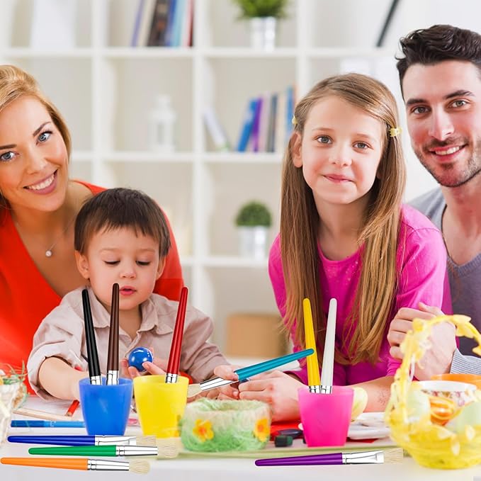 20 Pcs Paint Brushes for Kids Bulk - Round and Flat Kids Paint Brushes, Easy Clean and Hold Toddler Paint Brushes for Acrylic Oil Watercolor Washable Paint