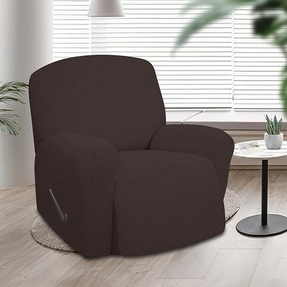 Easy-Going Oversized Recliner Stretch Sofa Slipcover Sofa Cover 1 Piece Furniture Protector Couch Soft with Elastic Bottom Kids,Polyester Spandex Jacquard Small Checks(Oversize Recliner,Chocolate)