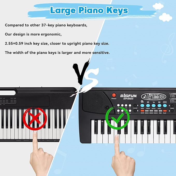 Kids Piano Keyboard, 37 Key Portable Electronic Piano for Kids Ages 3-6, Keyboard with Microphone Musical Toy Birthday Educational Xmas Gift Toys for 3 4 5 6 Year Old Boys Girls