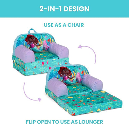 Delta Children - Disney Junior’s Ariel Cozee Buddy Flip-Out Kids Chair, Blue