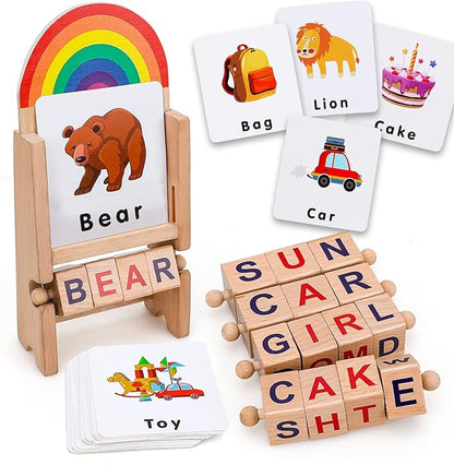 TOY Life Montessori Toys for 1 2 3 Year Old, 6-12 Months Baby Alphabet Flash Cards for Toddler, Reading Spelling Games, CVC Words for Kindergarten Preschool Learning & Education Activities Toy for Kid