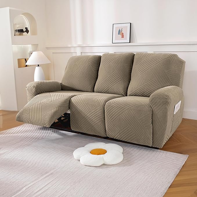 NORTHERN BROTHERS Recliner Sofa Covers 3 Seater - Reclining Sofa Covers Couch Covers for Reclining Couches Reclining Couch Covers, Khaki