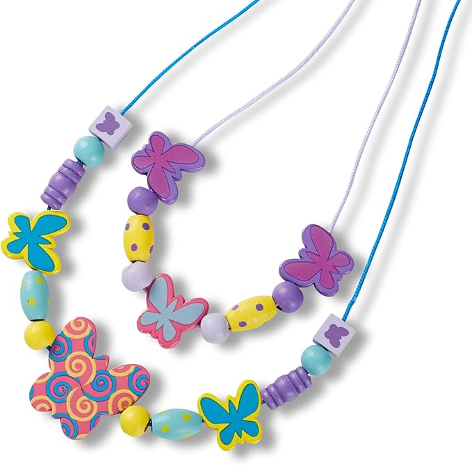Melissa & Doug Created by Me! Butterfly Beads Wooden Bead Kit, 120+ Beads for Jewelry-Making