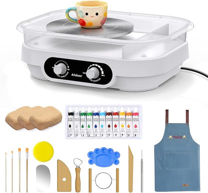Pottery Wheel for Kids, Teens & Adults - 7" Professional Ceramic Machine with Adjustable Speed & Removable Tray, DIY Complete Clay Art Kit with Tools, Toys for Beginners, Artists & Hobbyists