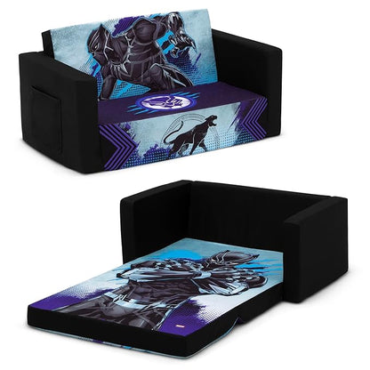 Delta Children Marvel Black Panther Cozee Flip-Out Sofa with Memory Foam - 2-in-1 Convertible Sofa to Lounger, Black