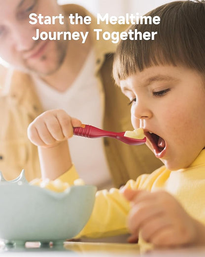 2 Pack Baby Spoons, First Stage Spoons, Food Grade Silicone, 6+ Months, Teething for Self Feeding, Toddler Utensils for Baby Led Weaning, BPA Free