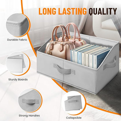 Extra Large Closet Organizers Bins 4 Pack - Blanket Basket for Organizing/Home Clothes Storage Bins for Jeans/Toy Organizers for Nursery/Wardrobe Shelf Closet Organization for Purse Hats Towel