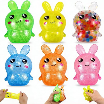 Easter Basket Stuffers, 6 Pack Squishy Easter Bunny Stress Balls for Adults, Easter Egg Fillers, Easter Toys Stress Relief Fidget Balls for Party Favors, Classroom Prizes