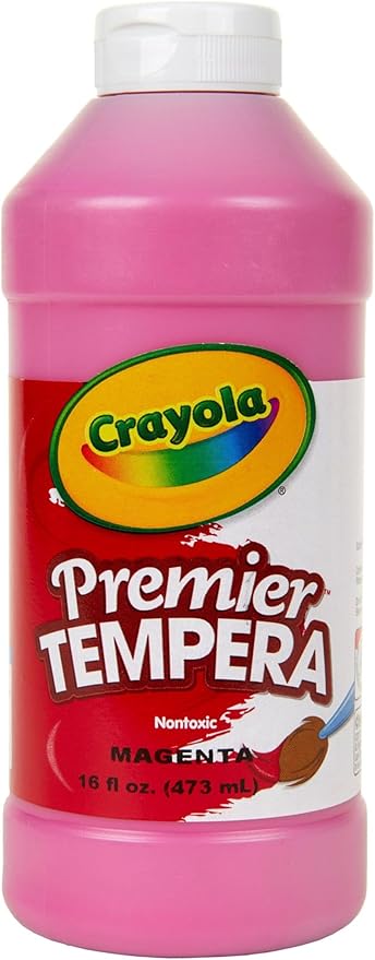 Crayola Premier Tempera Paint For Kids - Magenta (16oz), Kids Classroom Supplies, Great For Arts & Crafts, Non Toxic, Easy Squeeze Bottle