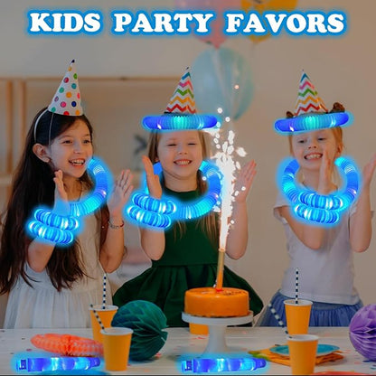12 PCS Blue Glow Sticks for Kids,Light Up Pop Tubes Valentines Day Party Favors for Toddlers,Goodie Bag Stuffer Fillers,Birthday Mardi Gras Party Gifts Non Candy Treats Prizes Toy for Boy Girl