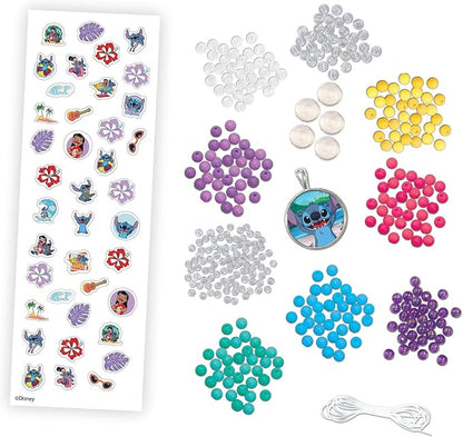 Disney Stitch Charm Bracelet Activity Set, 408-Piece Jewelry Making Kit, Preschool Arts and Crafts, Friendship Bracelets, Kids Toys for Ages 3 Up