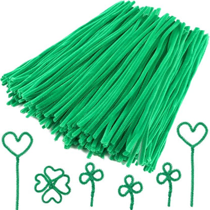 Caydo 200 Pieces Green Pipe Cleaners Craft Chenille Stems for Kids DIY Art Craft Projects Christmas Decorations(6 mm x 12 inch)