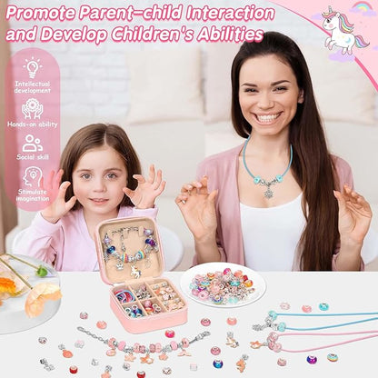 LifeisLuck Girls Charm Bracelet Making Kit with Jewelry Case for Kids Charm Pendant Bracelet Kit Jewelry Making DIY Art & Craft Kit for Kids Age 8-12 Birthday Gifts Valentine Christmas