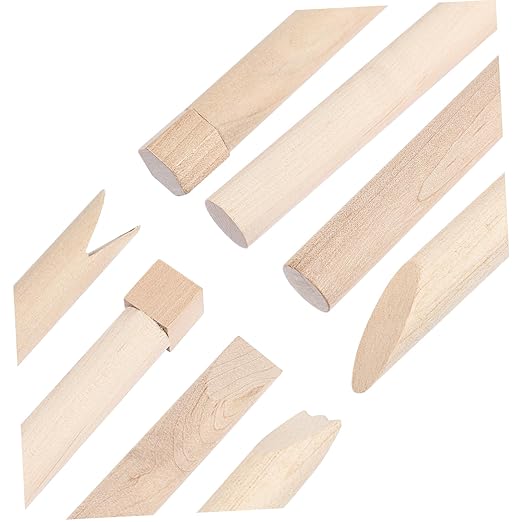 Garneck 12Pcs Clay Sculpting Tools Set Wooden Plasticine Molding Tools with Rolling Pins Stamps Modeling Accessories for Kids DIY Pottery and Handcrafts