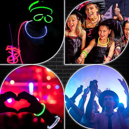 Green Glow Sticks Bulk,200 Pcs Glow Bracelets and Glow Necklaces with Connectors,Glow in The Dark Party Supplies,Glow Party Favors,Glowsticks for Party Christmas Carnival Birthday (8 Inch)