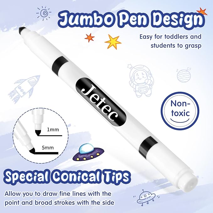 Janlaugh 48 Pcs Line Washable Markers Bulk Black Fine Tip Markers Set Thin Coloring Mark pens for Kids Black Tips Mark pen for Art School Supplies, Back to School Supplies, Ages 6+