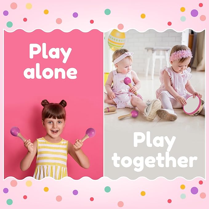 Stoie's Wooden Toddler Musical Instruments with Xylophone, Maracas, Triangle, Tamburine for Babies and Kids, Eco Friendly Montessori Educational Toy