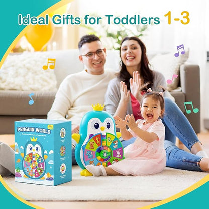 Musical Penguin Learning Toys for 1 Year Old Boy Gifts, Educational Baby Toys for 1-3 Year with 5 Themes, Sound & Light, First Word Teaching, 1st First Birthday Boy Girl Gifts for 12-18 Months