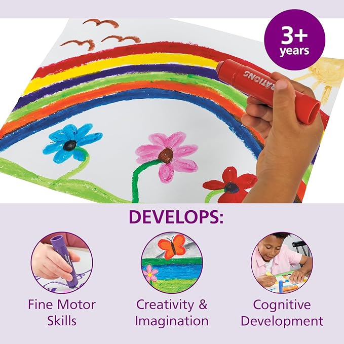 Colorations Tempera Paint Sticks, 144 Pcs, 12 Colors, Non-Toxic, Mess-Free Art Supplies for Kids, Bulk Set for the Classroom