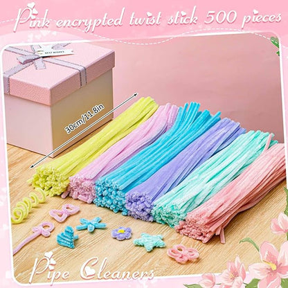 Peryiter 500 Pieces Pipe Cleaners Chenille Stems 12 Inch Craft Supplies Bulk for DIY Art and Craft Projects Creative Gift Wrapping Party Decorations(Macaron,12 Inch)