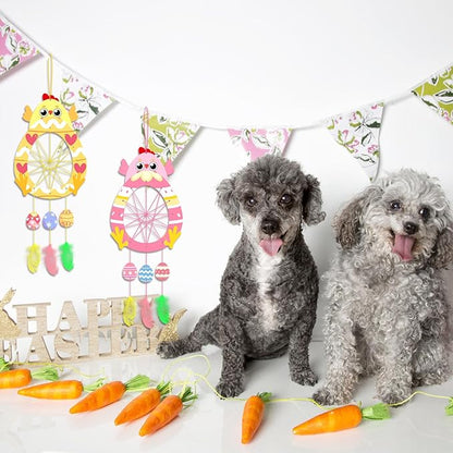 Fennoral 5 Pack Easter Chick Craft for Kids Paint You Own Chick Dream Catcher Craft Kit for Kids DIY Coloring Wooden Easter Arts and Crafts for Art Activity Project Project Easter Decoration