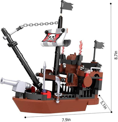 BRICK STORY Pirate Ship Building Blocks with 3 Mini Toy Figures, Boat and Ship Model Pirate Toys Building Kit Pirate Adventure Toys Sets Building Bricks Gifts for Boys Girls Age 6-12 and Up, 167pcs