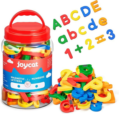 JoyCat 78 Pieces Magnetic Letters Numbers Alphabet Fridge Magnets ABC 123 Preschool Educational Learning Plastic Colorful Toy Set Uppercase Lowercase Math Symbols for Toddlers Kids 3+