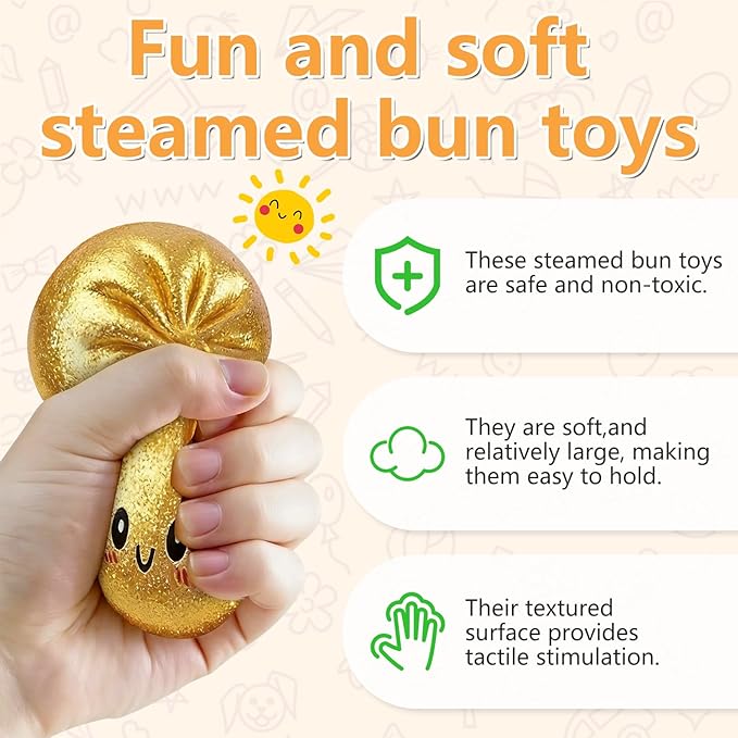 Glitter Dumpling Squishy,Dumpling Squishies,Glitter Dumpling Mystery Box,Colorful Dumpling Stress Balls Fidget,Jumbo Squishy Toy with Steamer Box,Soft Squeeze Decompression Dough (Glitter Red)