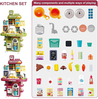 Toy Kitchen Sets for Toddlers 3-8 Kids Playset with Pretend Play Accessories Children's Kitchen Set for Boys and Girls Toddler Kitchen Toy Set for Imaginative Cooking Fun (Kitchen Pink)