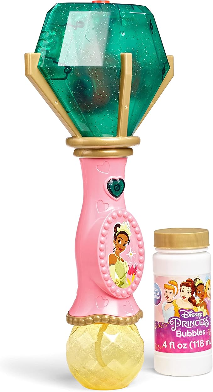 Little Kids Disney Princess and The Frog Tiana Light and Sound Musical Bubble Wand, Includes Bubble Solution, Multi (20522)