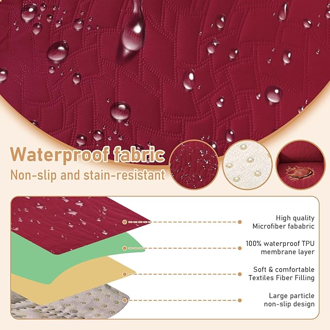 100% Waterproof Recliner Chair Covers for Reclining Chair, Small Recliner Covers That Stay in Place, Non-Slip Recliner Armchair Cover with Pockets for Kids, Pets, Dogs, Cat, Washable,Red,23IN